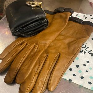 LAUREN RALPH LAUREN LEATHER CAMEL TAN BROWN Lrg HAND Gloves LUX RARE WESTERN